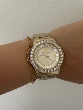 Betsey Johnson Gold-Tone Crystal Bezel Women's Watch